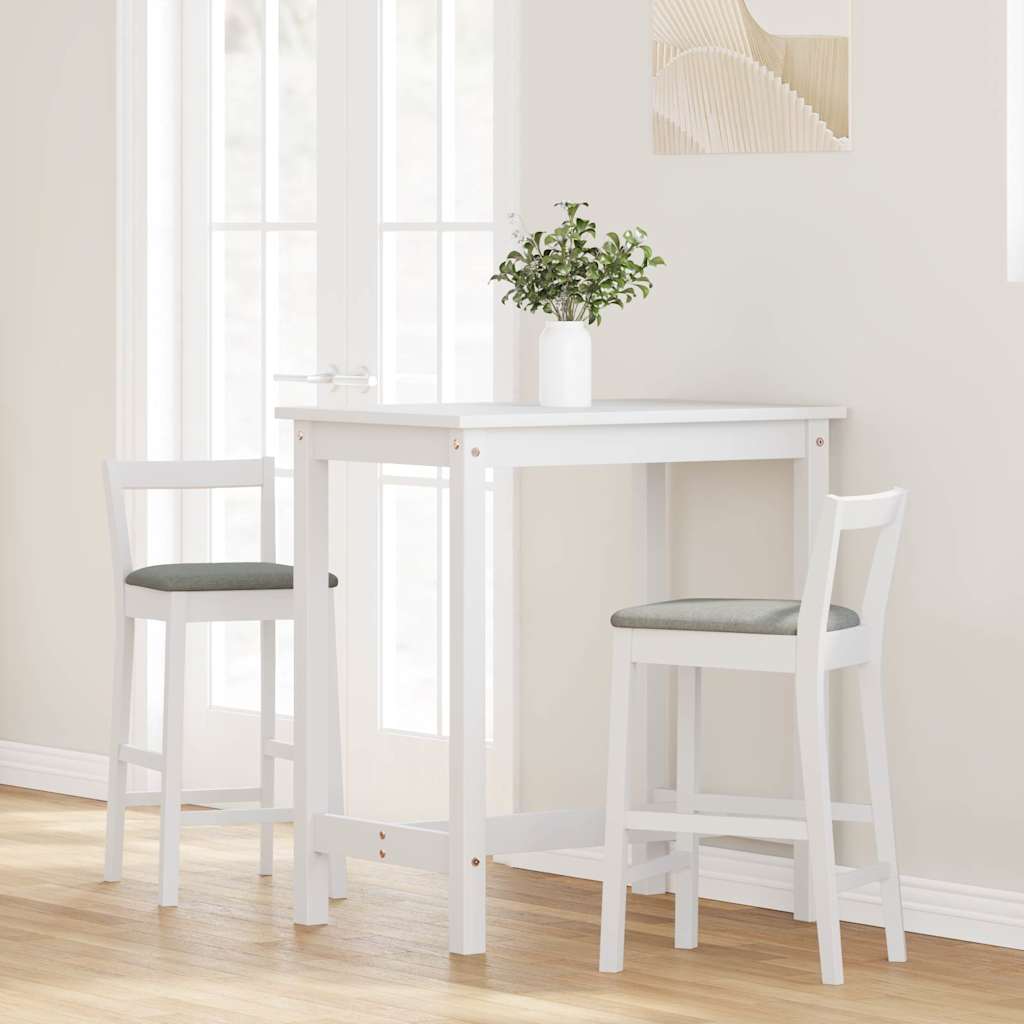 Tabourets de bar avec coussins (lot de 2) en bois massif blanc et caoutchouc - XIOS