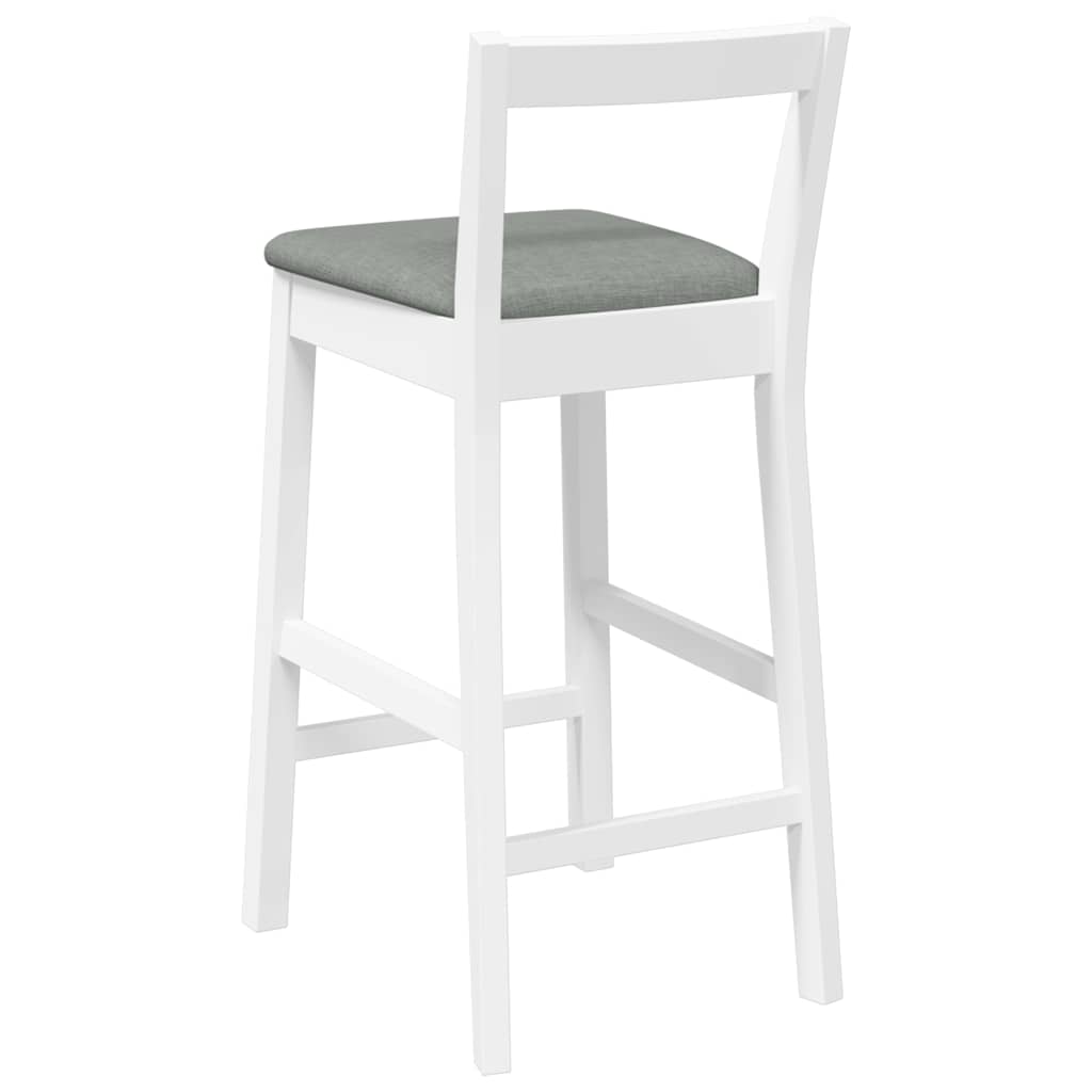 Tabourets de bar avec coussins (lot de 2) en bois massif blanc et caoutchouc - XIOS