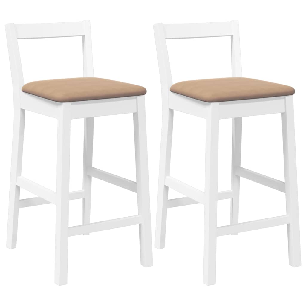 Tabourets de bar avec coussins (lot de 2) en bois massif blanc et caoutchouc - XIOS