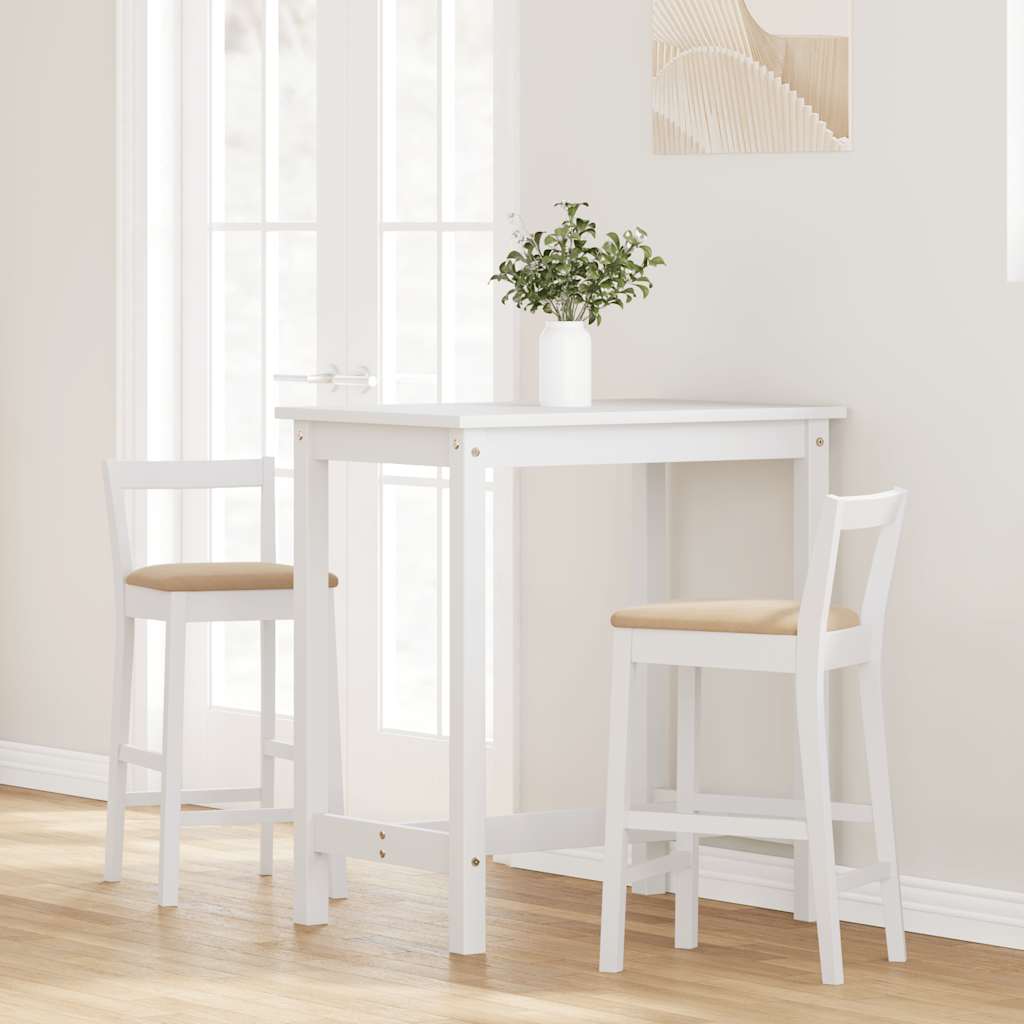 Tabourets de bar avec coussins (lot de 2) en bois massif blanc et caoutchouc - XIOS