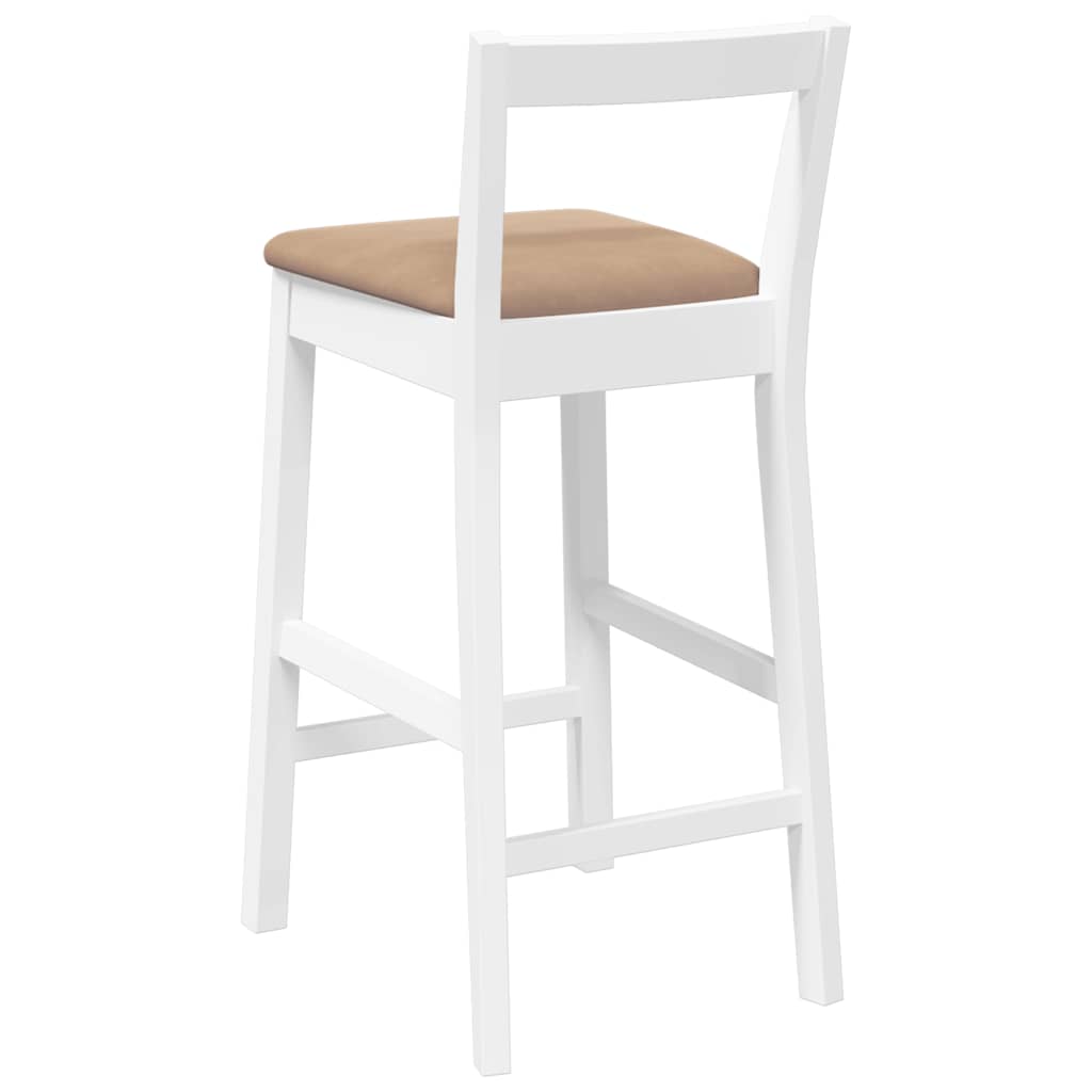 Tabourets de bar avec coussins (lot de 2) en bois massif blanc et caoutchouc - XIOS