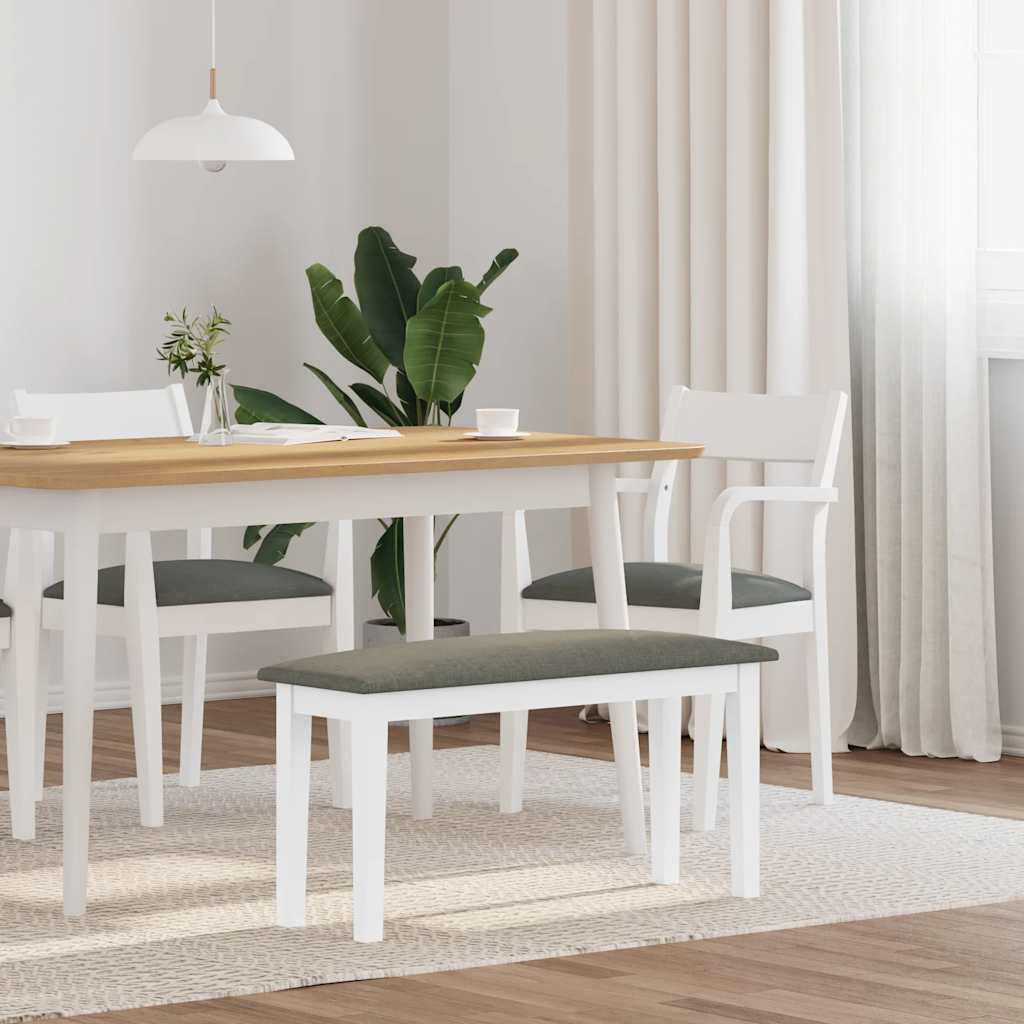 Banc 90 cm blanc bois massif caoutchouc Bancs de cuisine & salle à manger vidaXL
