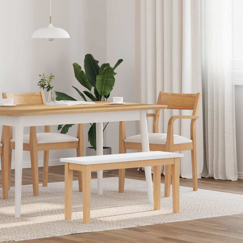 Banc 90 cm blanc bois massif caoutchouc Bancs de cuisine & salle à manger vidaXL