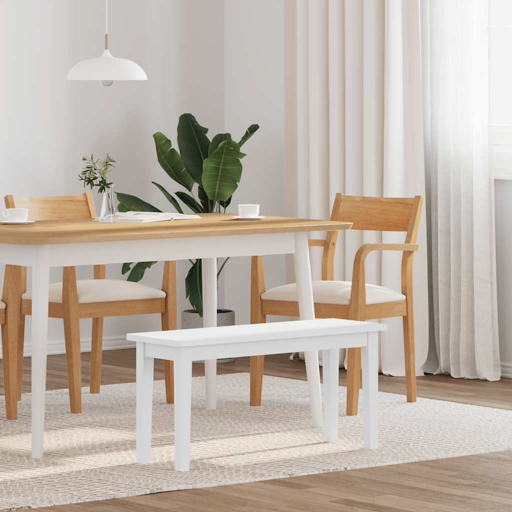 Banc 90 cm blanc bois massif caoutchouc Bancs de cuisine & salle à manger vidaXL
