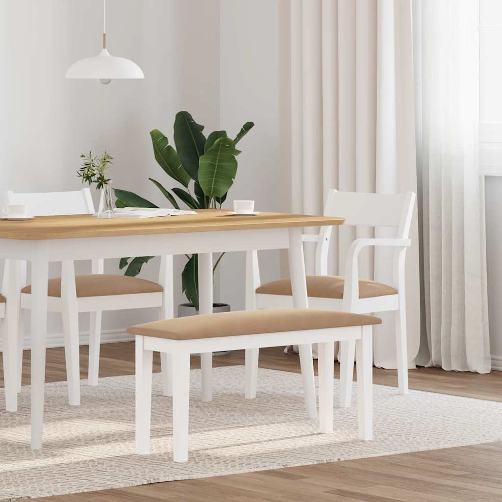 Banc 90 cm blanc bois massif caoutchouc Bancs de cuisine & salle à manger vidaXL