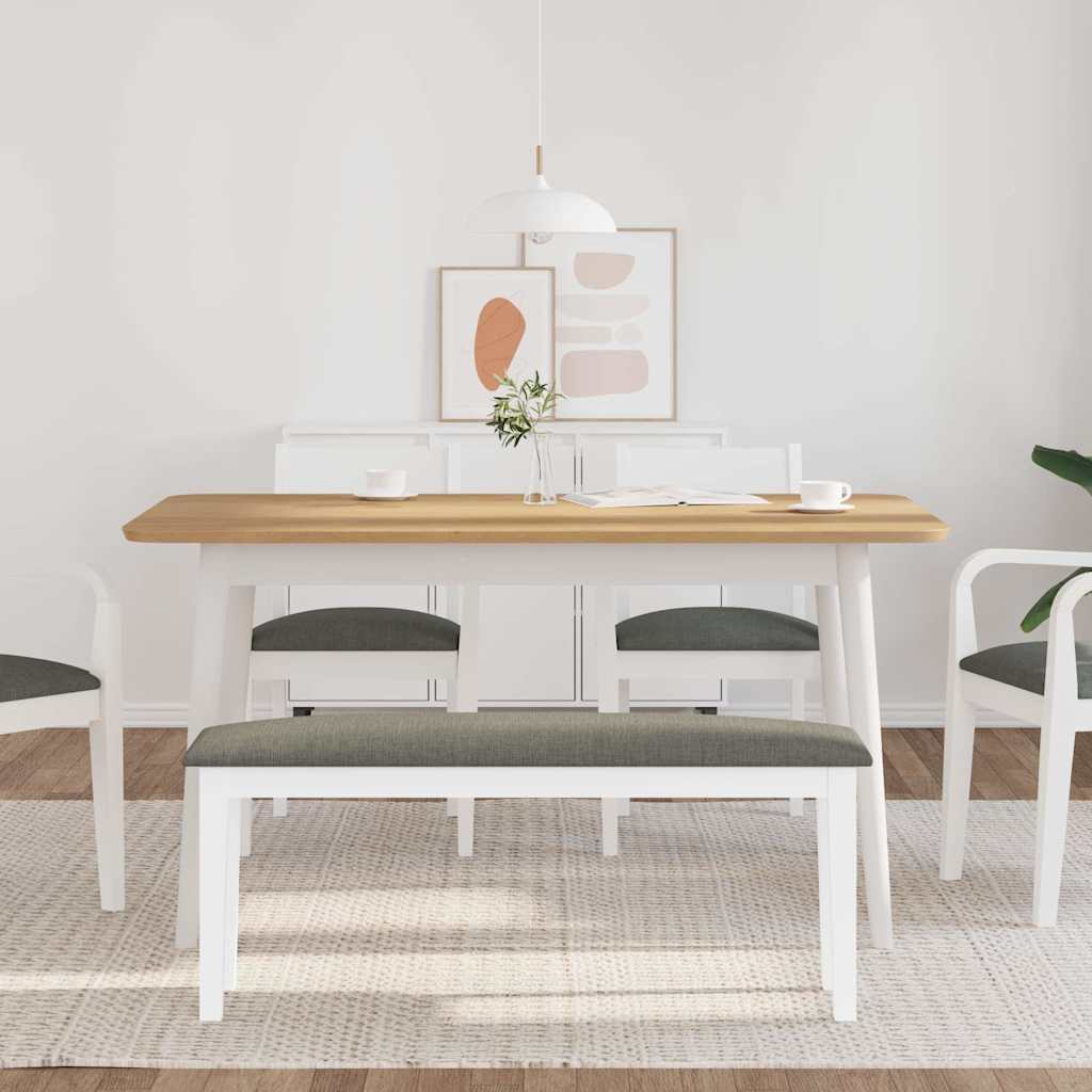 Banc 110 cm blanc bois massif caoutchouc - XIOS