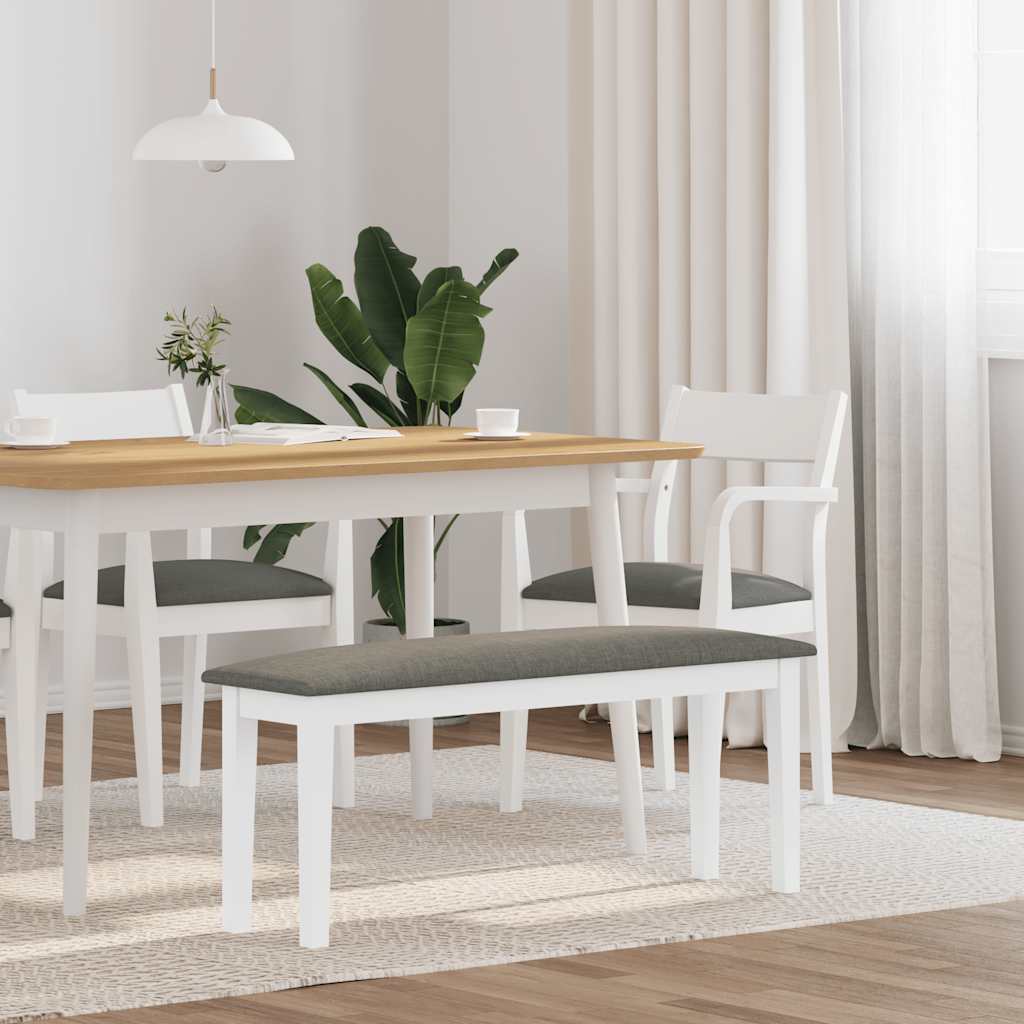 Banc 110 cm blanc bois massif caoutchouc Bancs de cuisine & salle à manger vidaXL