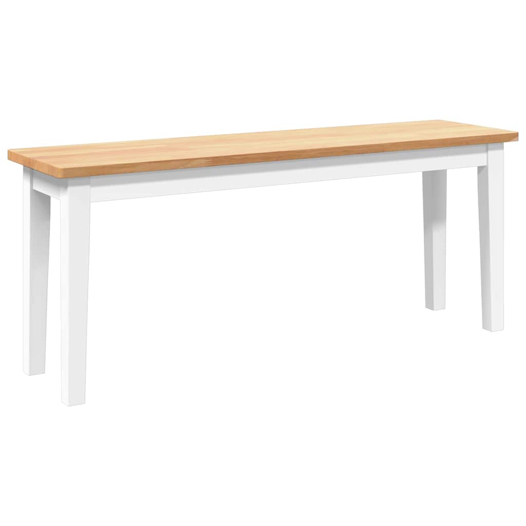 Banc 110 cm blanc bois massif caoutchouc Bancs de cuisine & salle à manger vidaXL