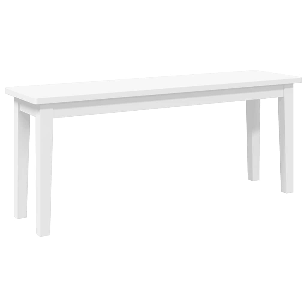 Banc 110 cm blanc bois massif caoutchouc Bancs de cuisine & salle à manger vidaXL