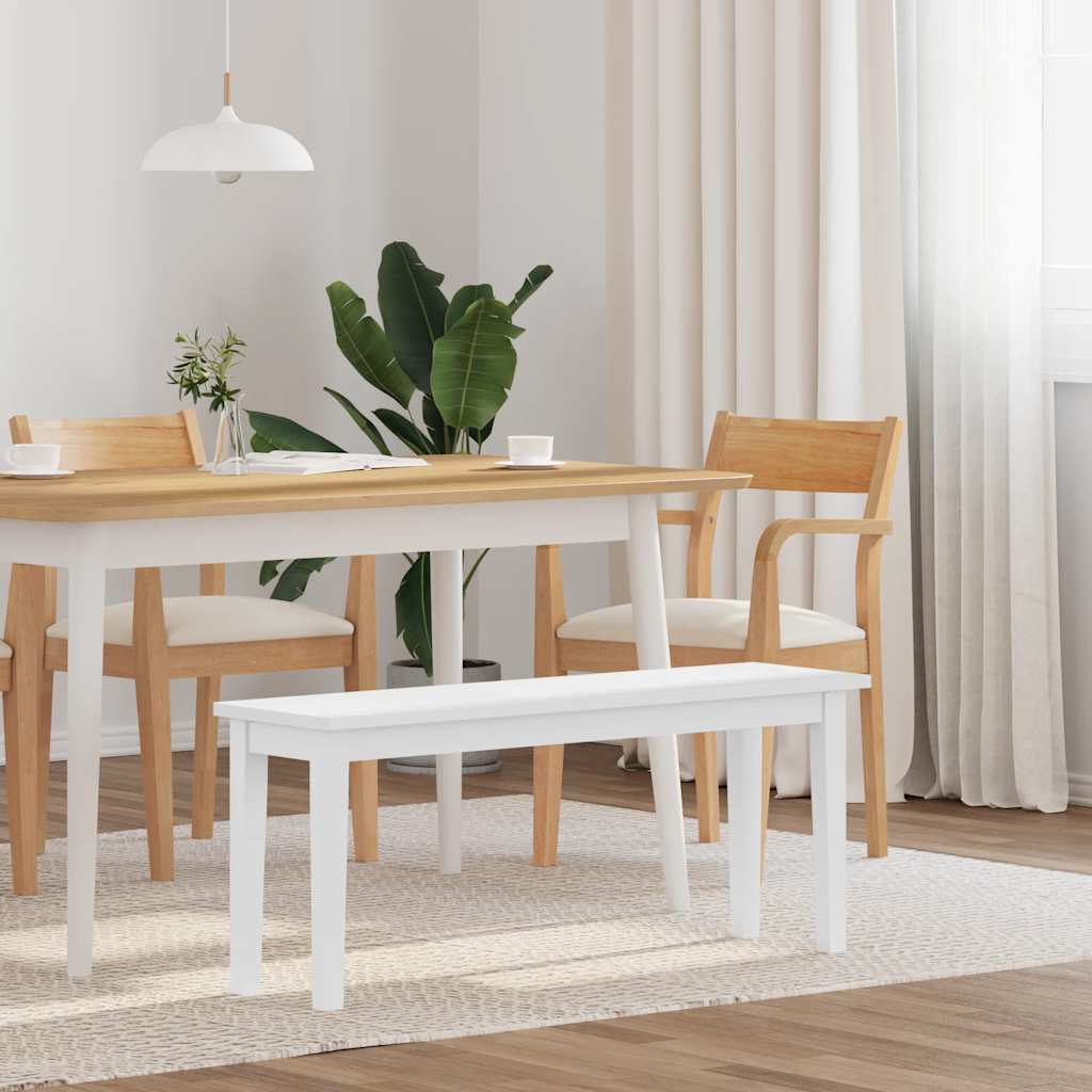 Banc 110 cm blanc bois massif caoutchouc Bancs de cuisine & salle à manger vidaXL