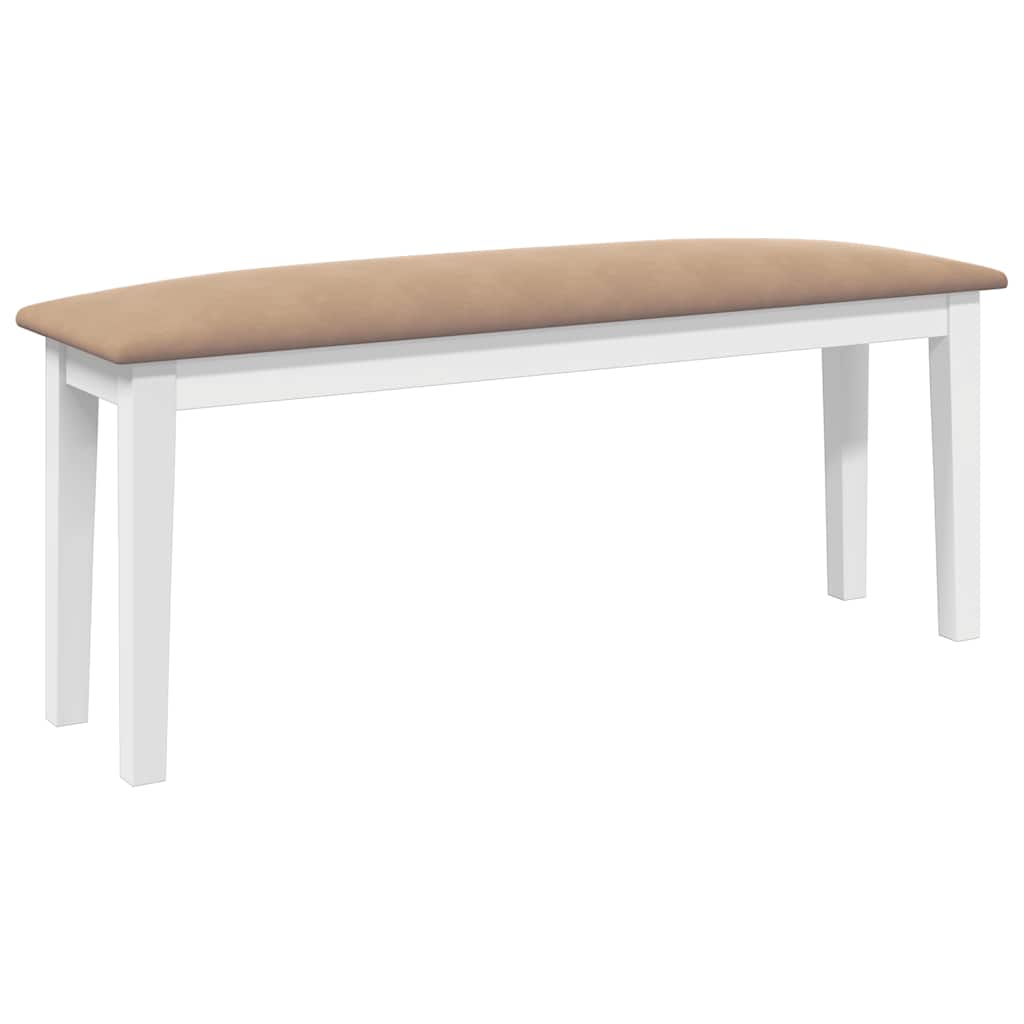 Banc 110 cm blanc bois massif caoutchouc Bancs de cuisine & salle à manger vidaXL