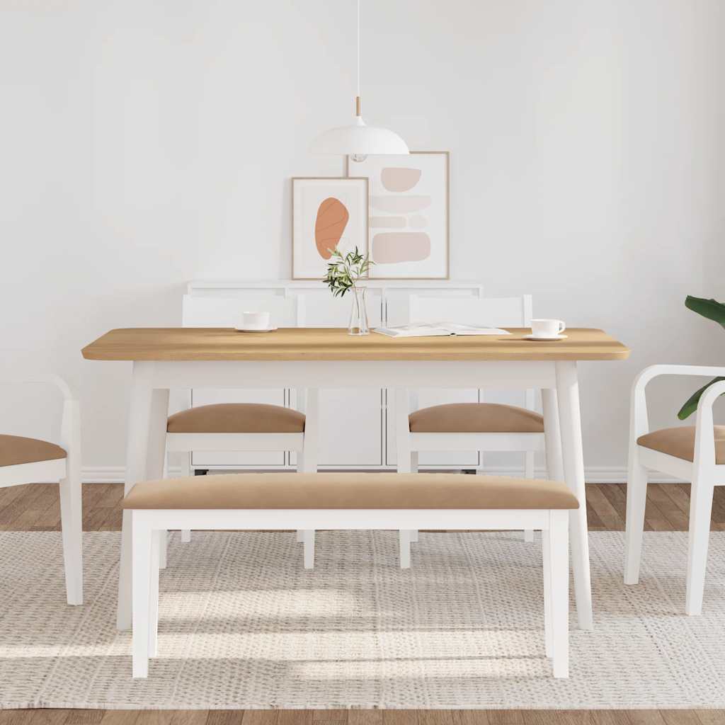 Banc 110 cm blanc bois massif caoutchouc Bancs de cuisine & salle à manger vidaXL