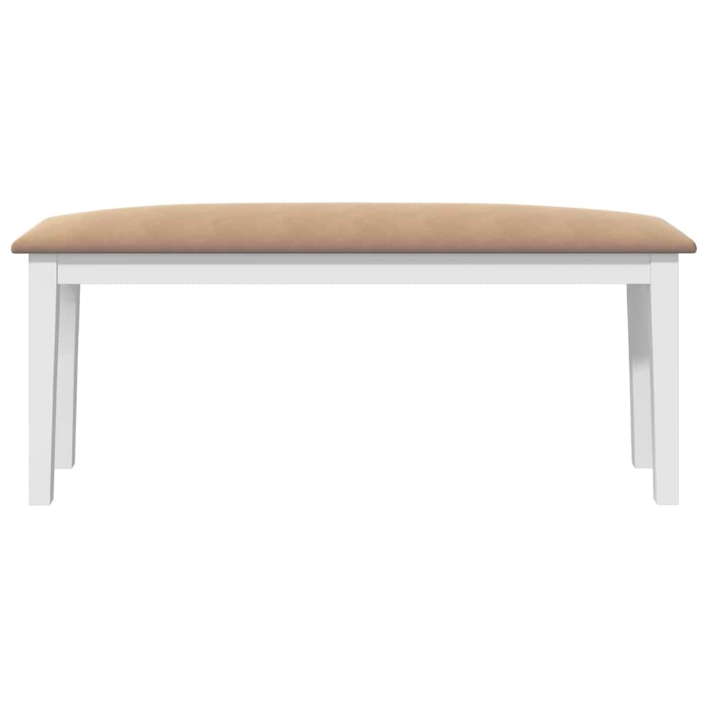 Banc 110 cm blanc bois massif caoutchouc Bancs de cuisine & salle à manger vidaXL