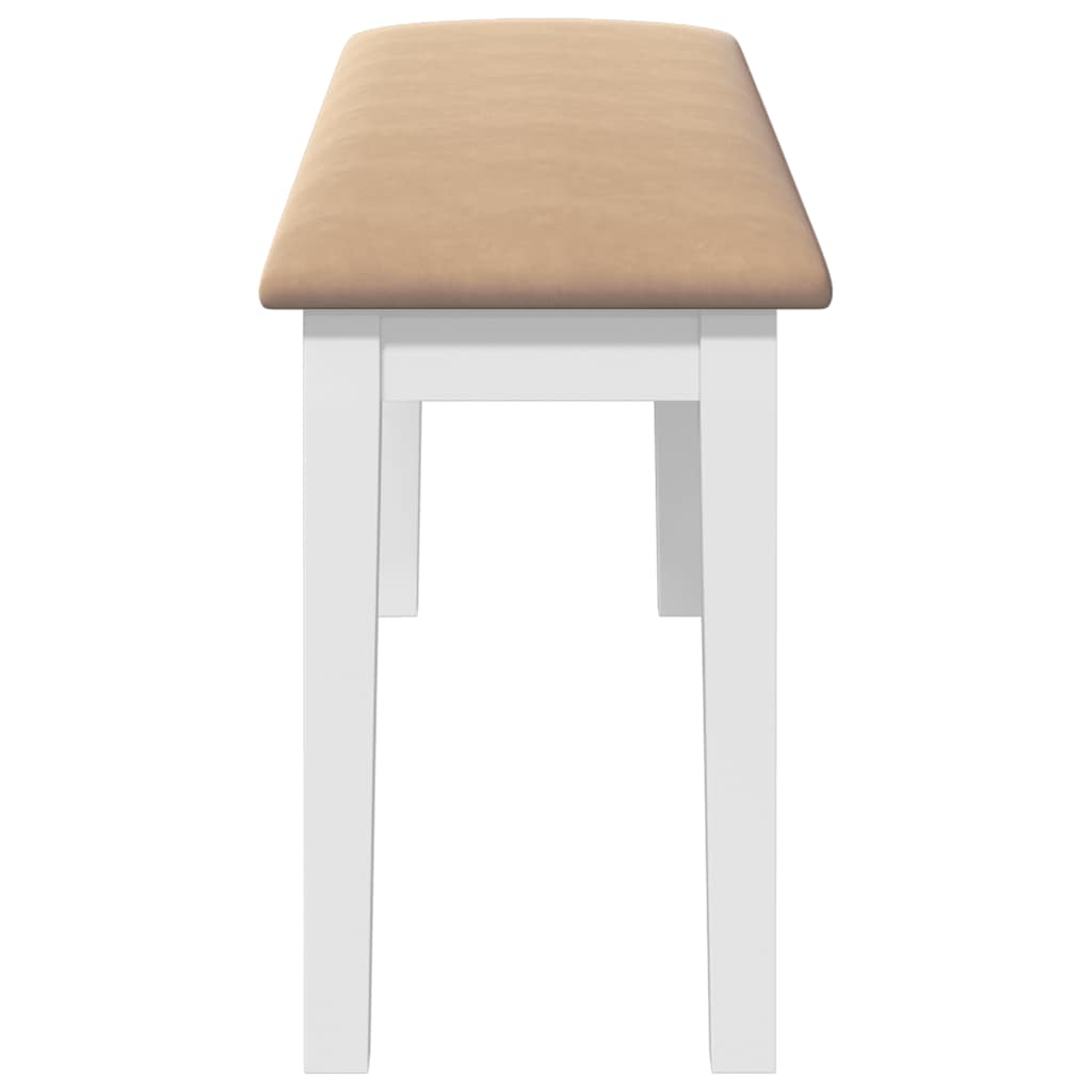 Banc 110 cm blanc bois massif caoutchouc Bancs de cuisine & salle à manger vidaXL