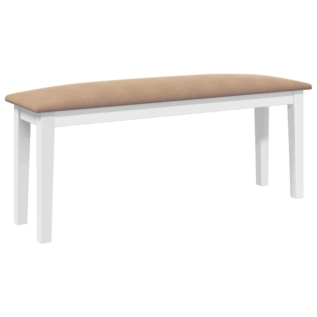 Banc 110 cm blanc bois massif caoutchouc Bancs de cuisine & salle à manger vidaXL