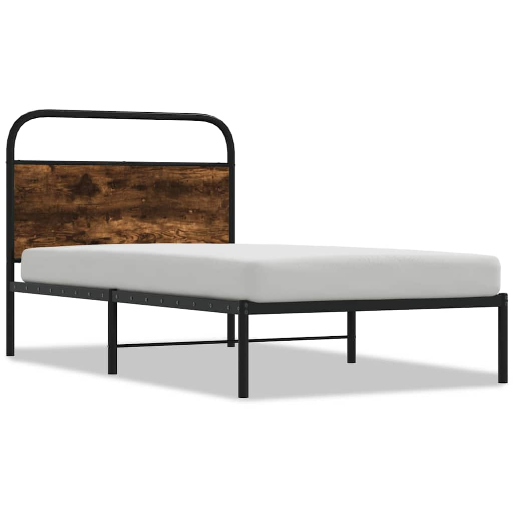 Cadre de lit sans matelas 90x200cm chêne fumé bois d'ingénierie - XIOS