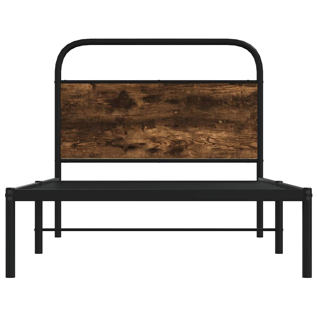 Cadre de lit sans matelas 90x200cm chêne fumé bois d'ingénierie - XIOS