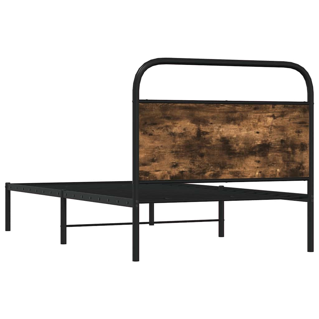 Cadre de lit sans matelas 90x200cm chêne fumé bois d'ingénierie - XIOS