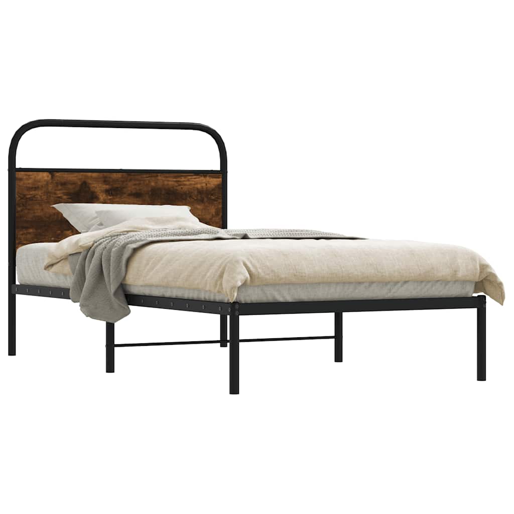 Cadre de lit sans matelas 90x200cm chêne fumé bois d'ingénierie - XIOS