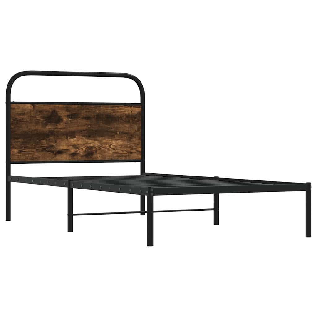 Cadre de lit sans matelas 107x203 cm chêne fumé bois ingénierie - XIOS