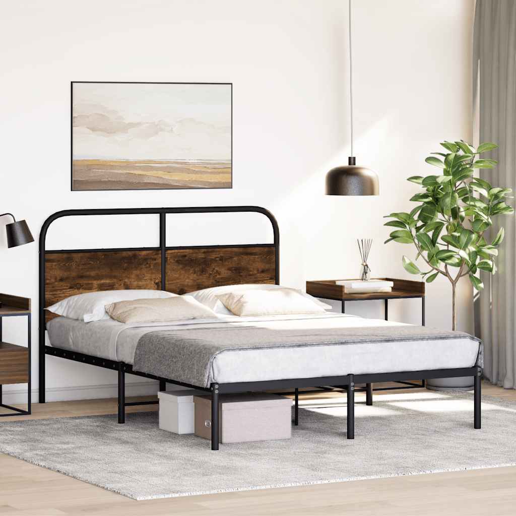 Cadre de lit sans matelas 120x200 cm chêne fumé bois ingénierie - XIOS