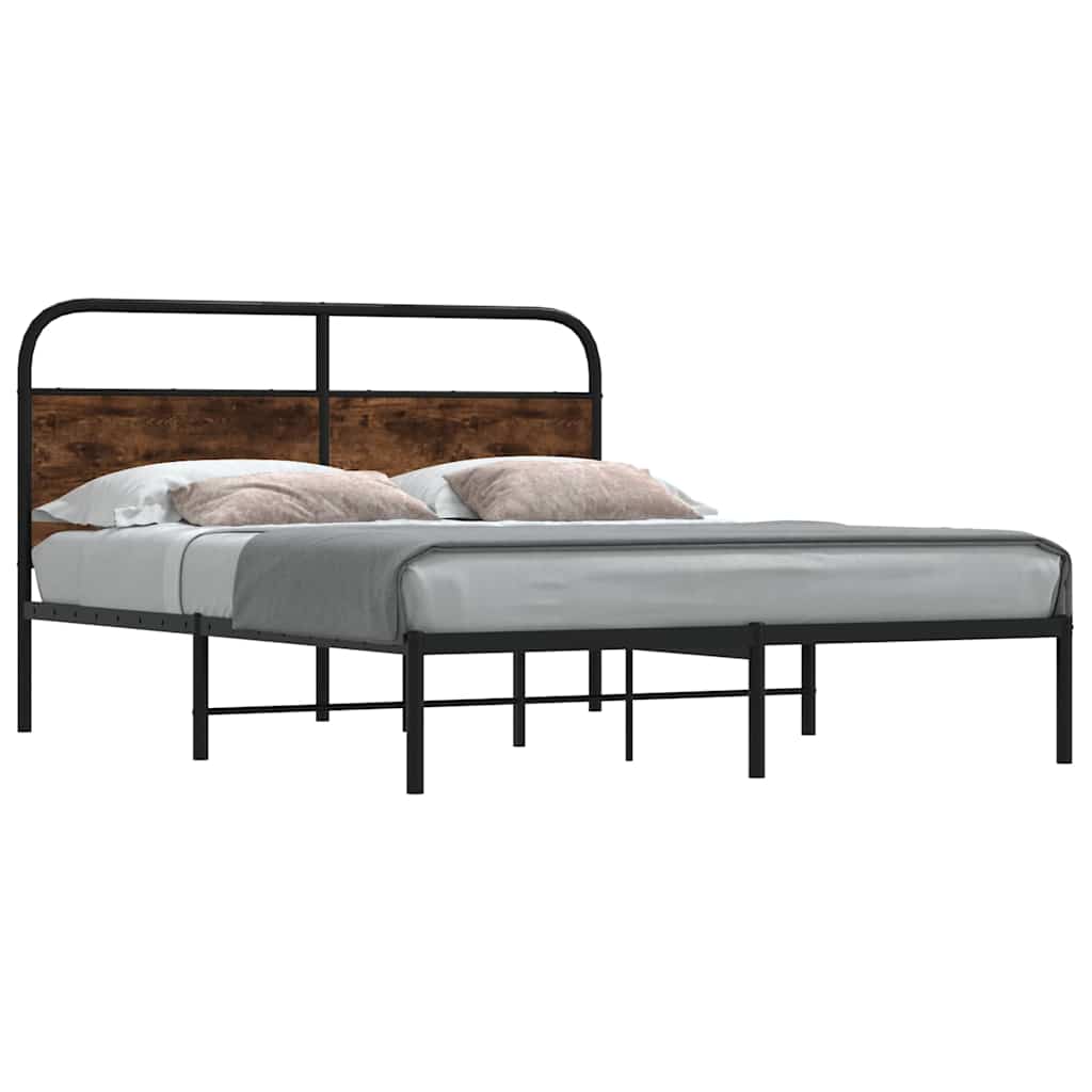 Cadre de lit sans matelas 150x200 cm chêne fumé bois ingénierie - XIOS