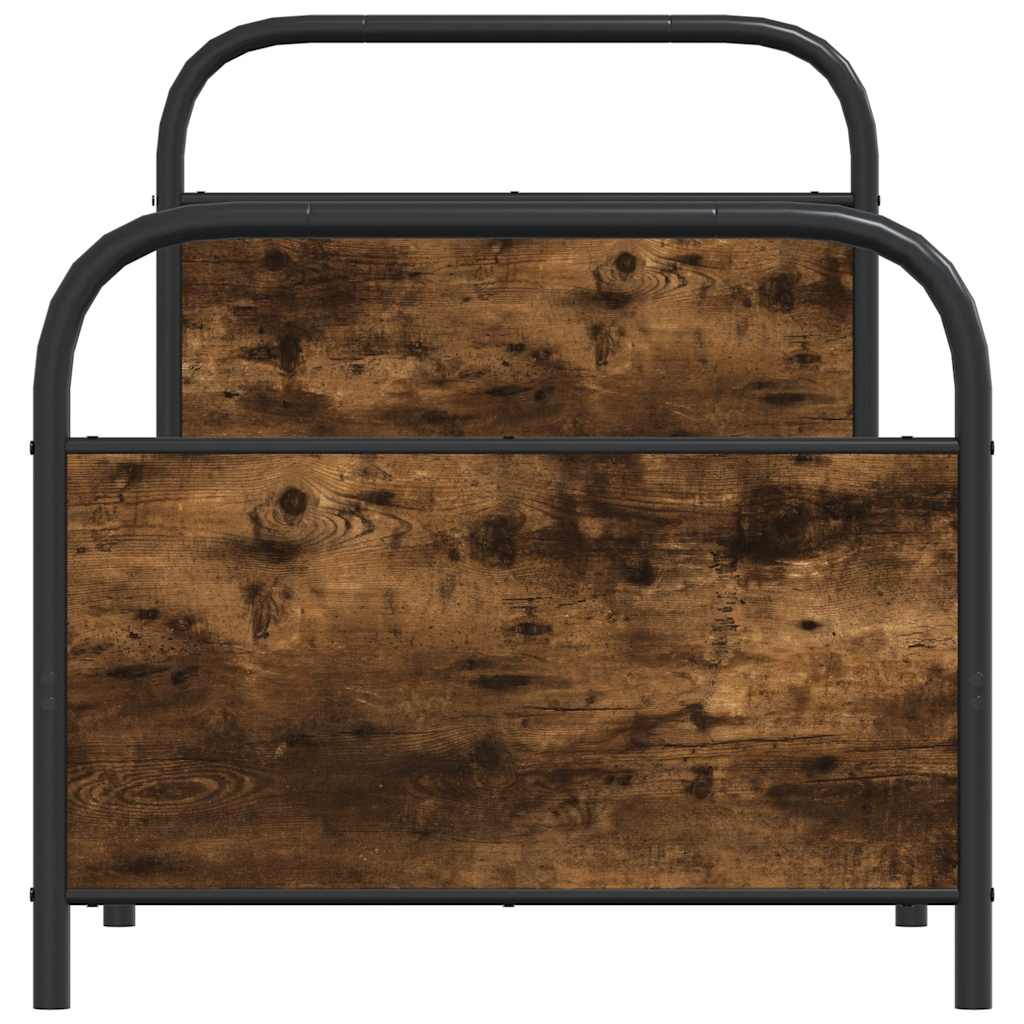 Cadre de lit sans matelas 80x200cm chêne fumé bois d'ingénierie - XIOS