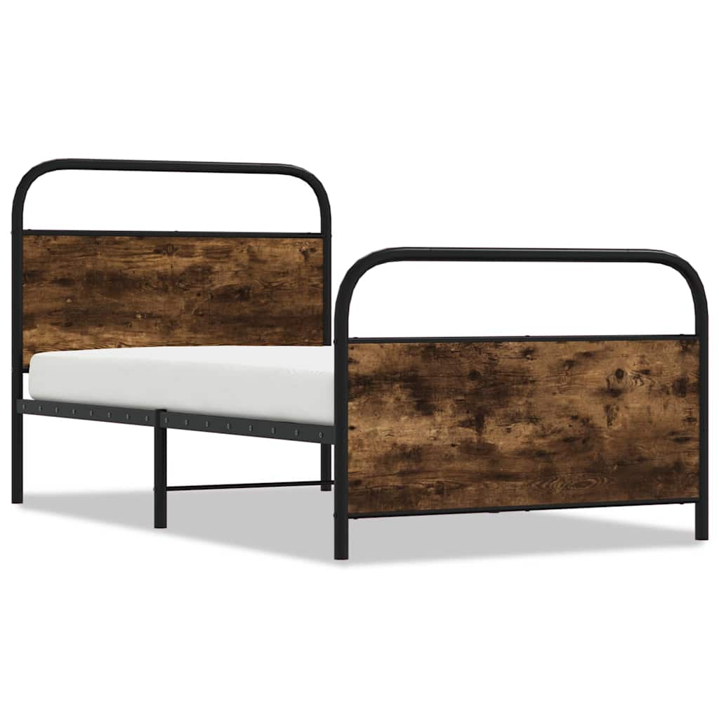 Cadre de lit sans matelas 90x190cm chêne fumé bois d'ingénierie - XIOS