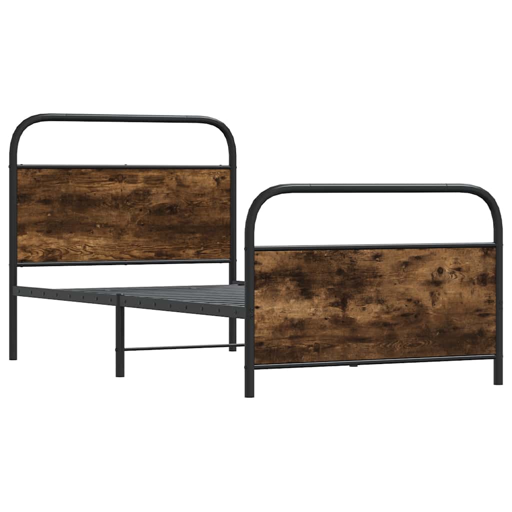 Cadre de lit sans matelas 90x190cm chêne fumé bois d'ingénierie - XIOS