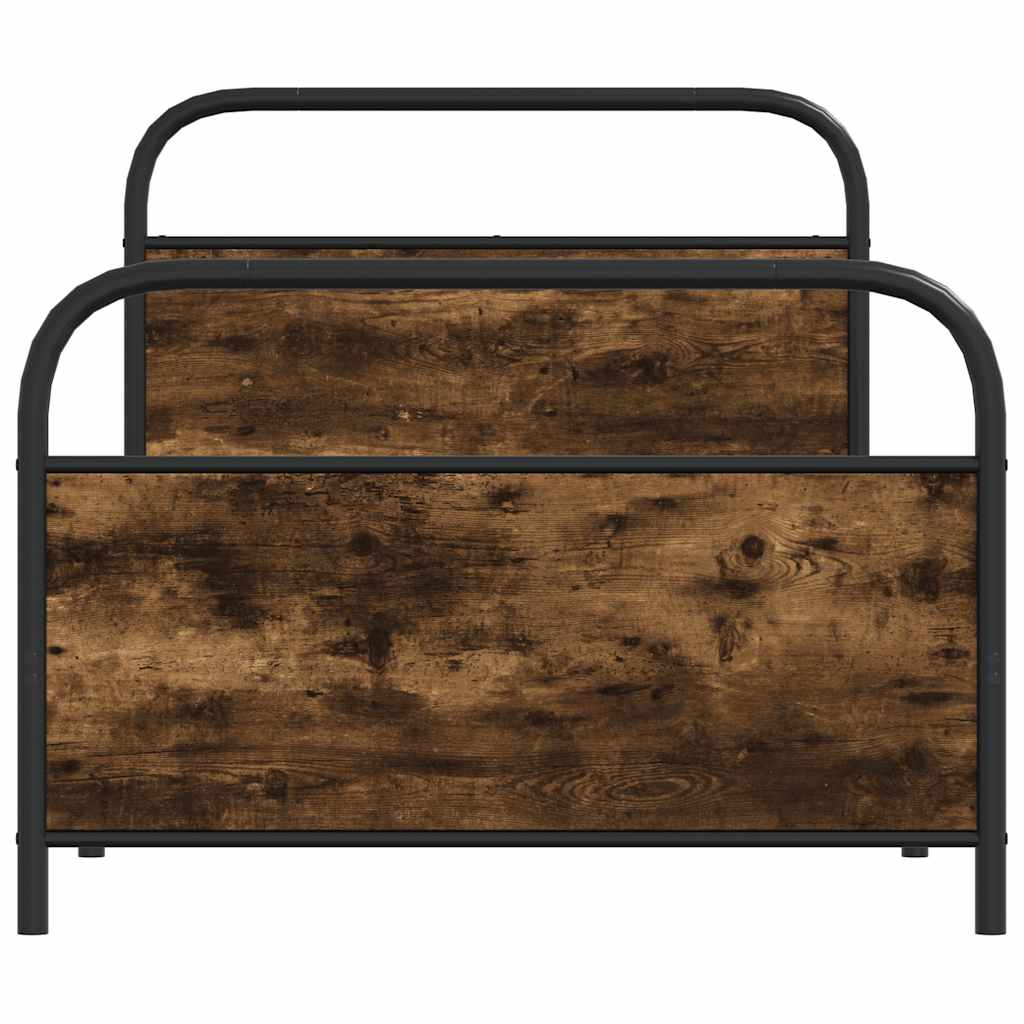 Cadre de lit sans matelas 90x190cm chêne fumé bois d'ingénierie - XIOS