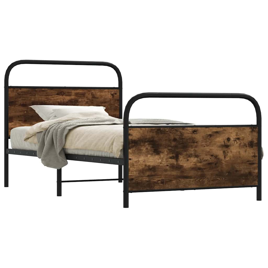 Cadre de lit sans matelas 90x190cm chêne fumé bois d'ingénierie - XIOS