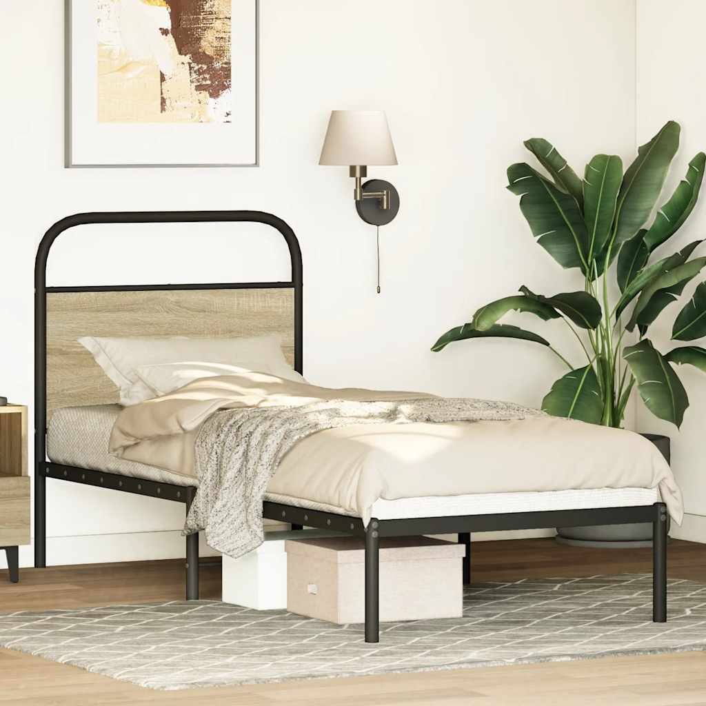 Cadre de lit sans matelas 80x200cm chêne sonoma bois ingénierie - XIOS