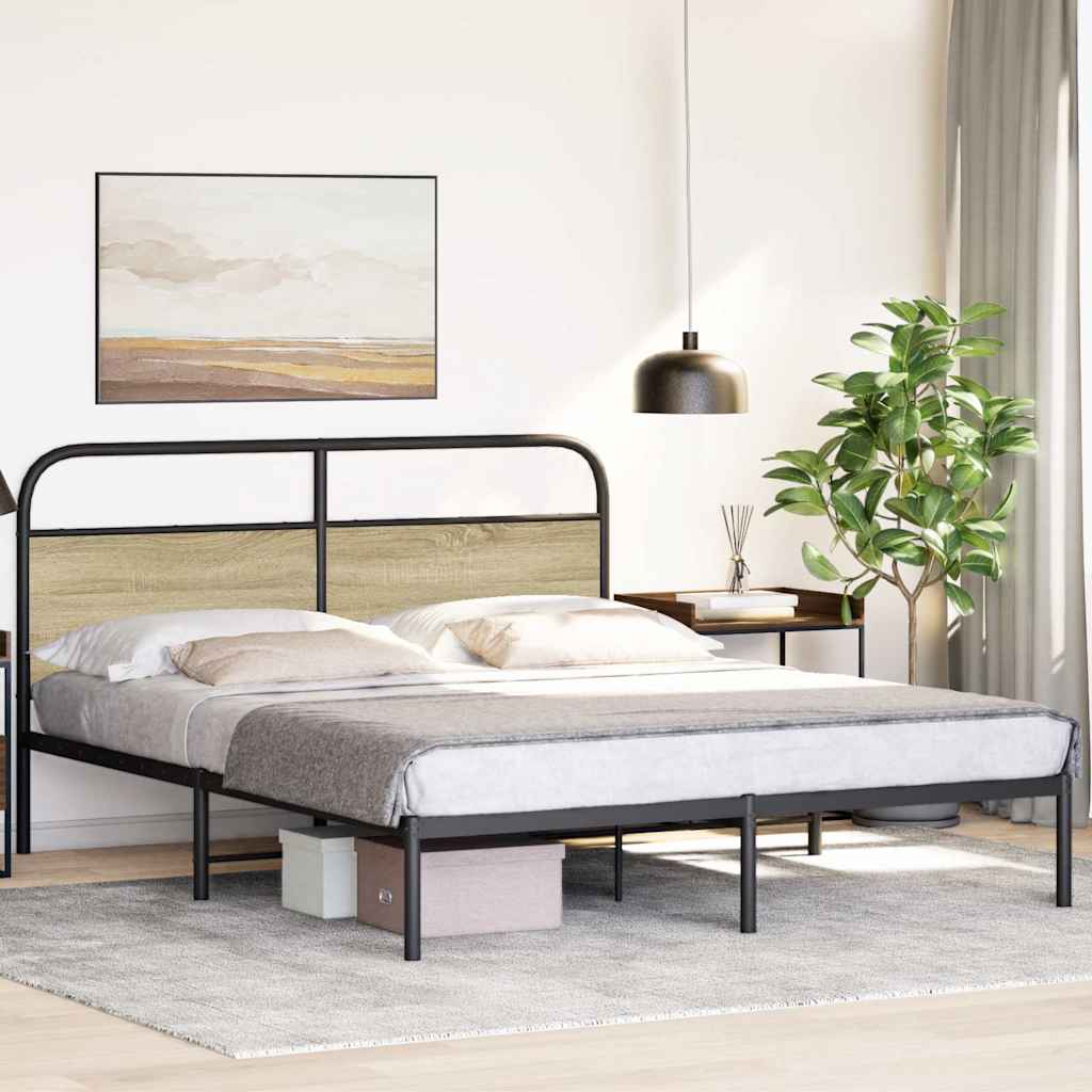 Cadre de lit sans matelas 150x200 cm chêne sonoma - XIOS