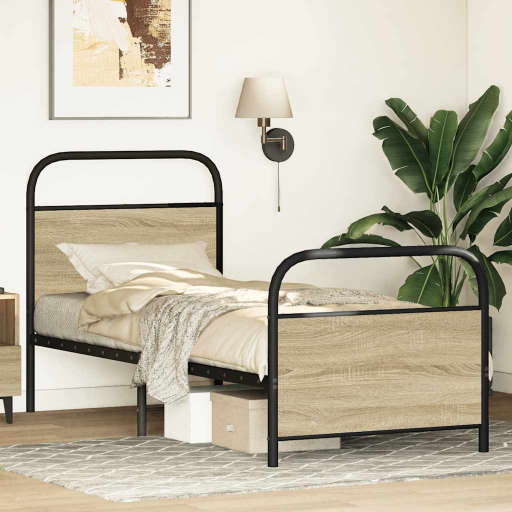 Cadre de lit sans matelas 80x200cm chêne sonoma bois ingénierie - XIOS