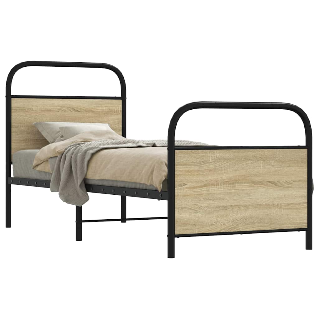 Cadre de lit sans matelas 80x200cm chêne sonoma bois ingénierie - XIOS