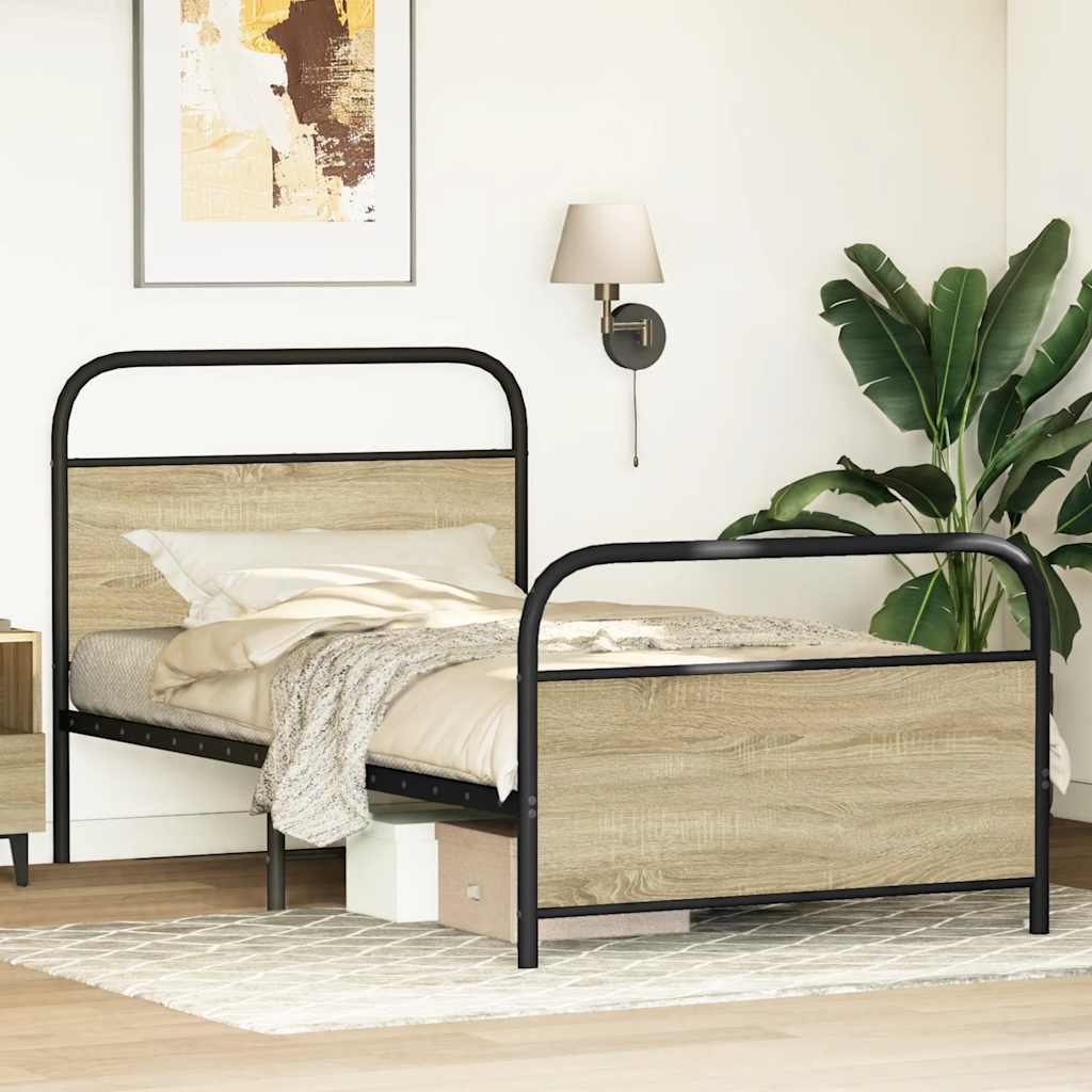 Cadre de lit sans matelas 90x190cm chêne sonoma bois ingénierie - XIOS