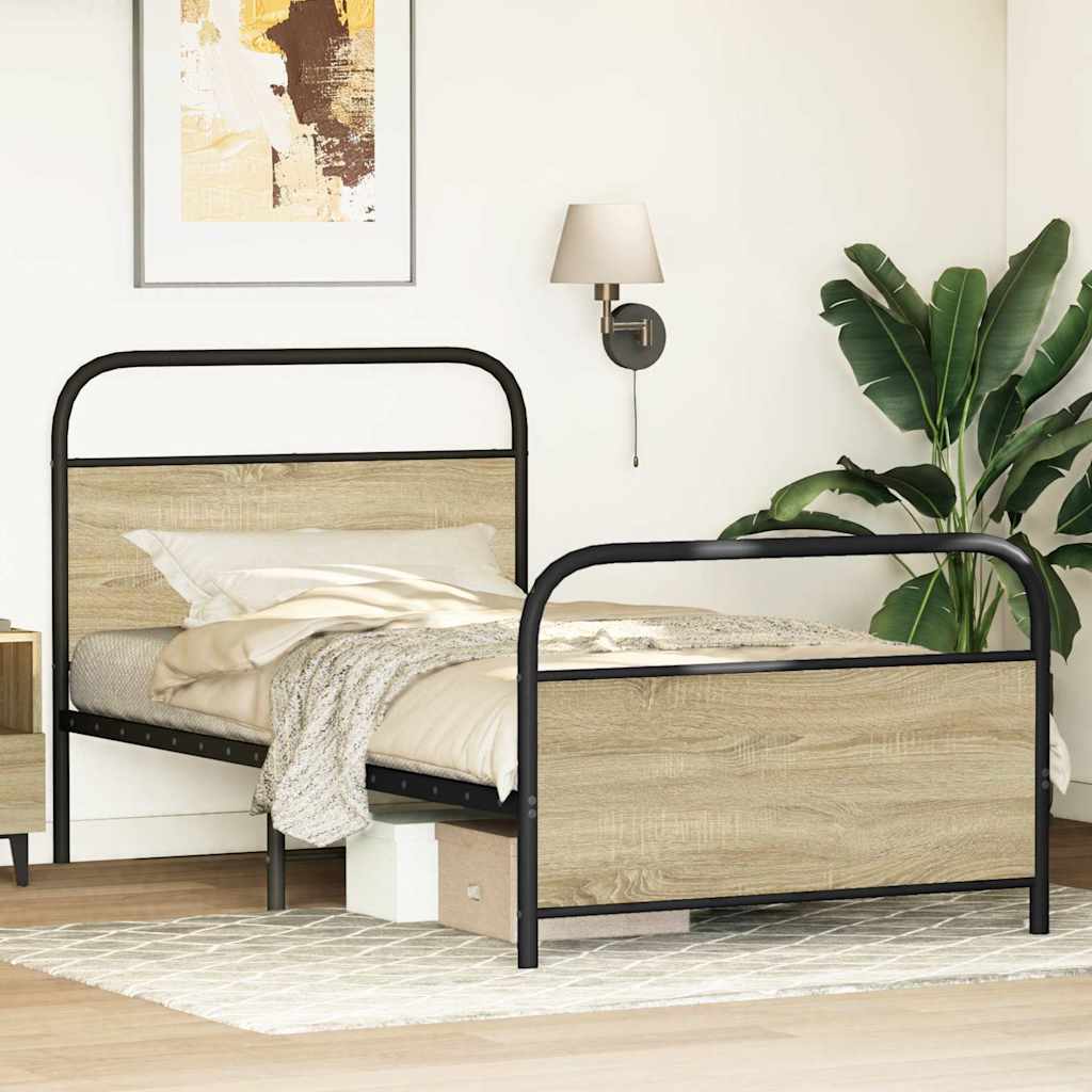 Cadre de lit sans matelas 90x200cm chêne sonoma bois ingénierie - XIOS