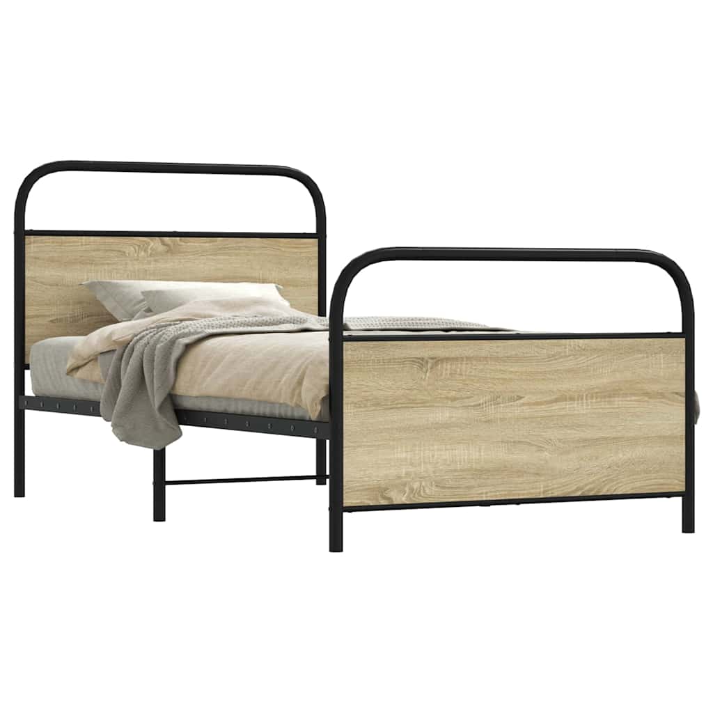 Cadre de lit sans matelas 90x200cm chêne sonoma bois ingénierie - XIOS