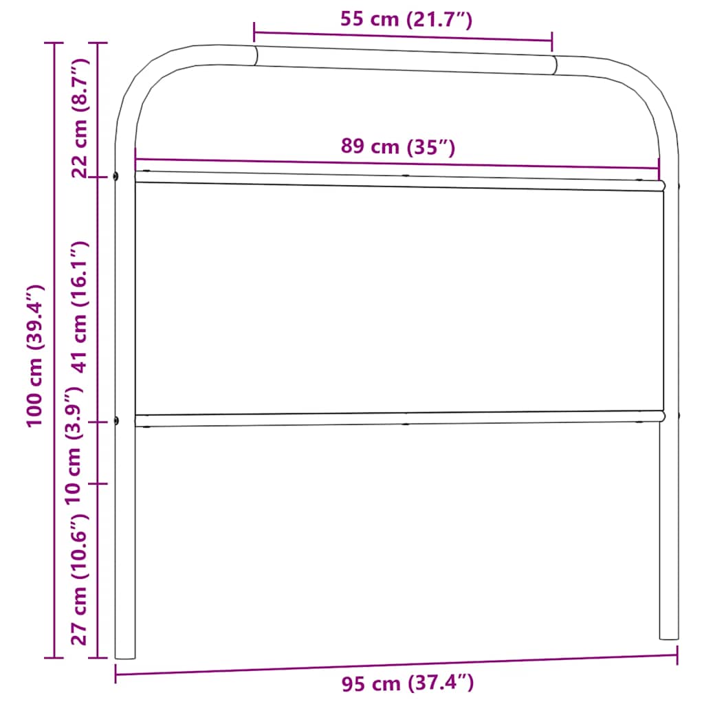 Tête de lit chêne sonoma 90 cm acier et bois d'ingénierie - XIOS