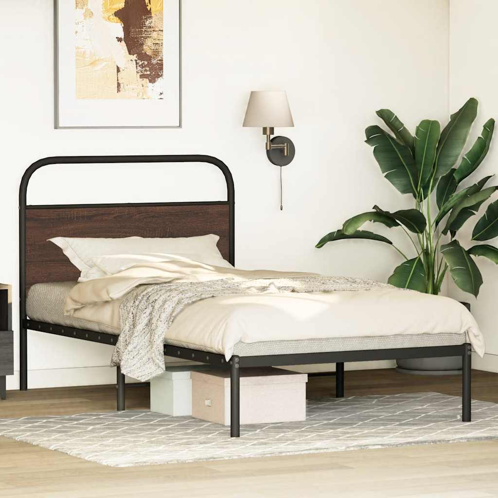 Cadre de lit sans matelas 90x200cm chêne marron bois ingénierie - XIOS