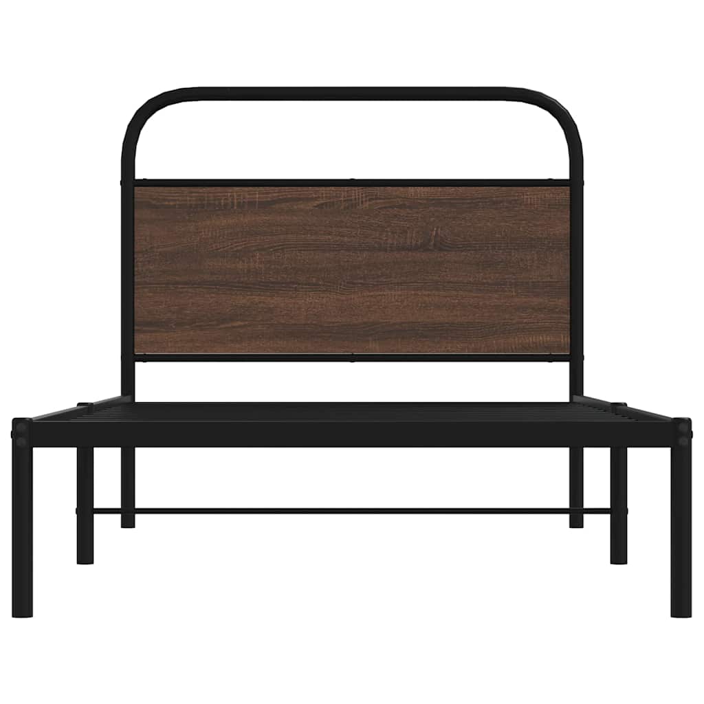 Cadre de lit sans matelas 90x200cm chêne marron bois ingénierie - XIOS