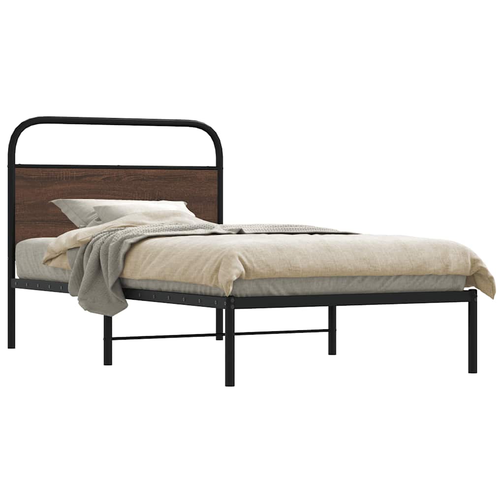 Cadre de lit sans matelas 90x200cm chêne marron bois ingénierie - XIOS