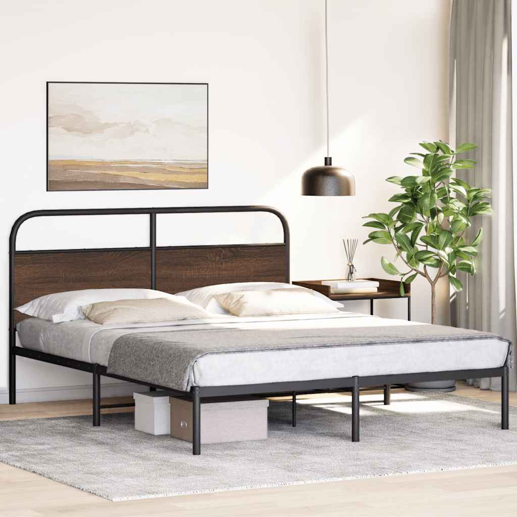 Cadre de lit sans matelas 150x200 cm chêne marron - XIOS