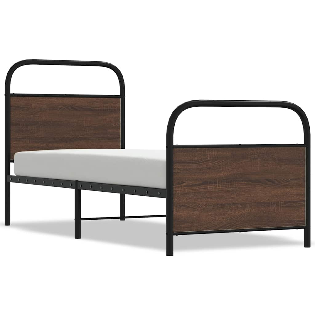 Cadre de lit sans matelas 80x200cm chêne marron bois ingénierie - XIOS