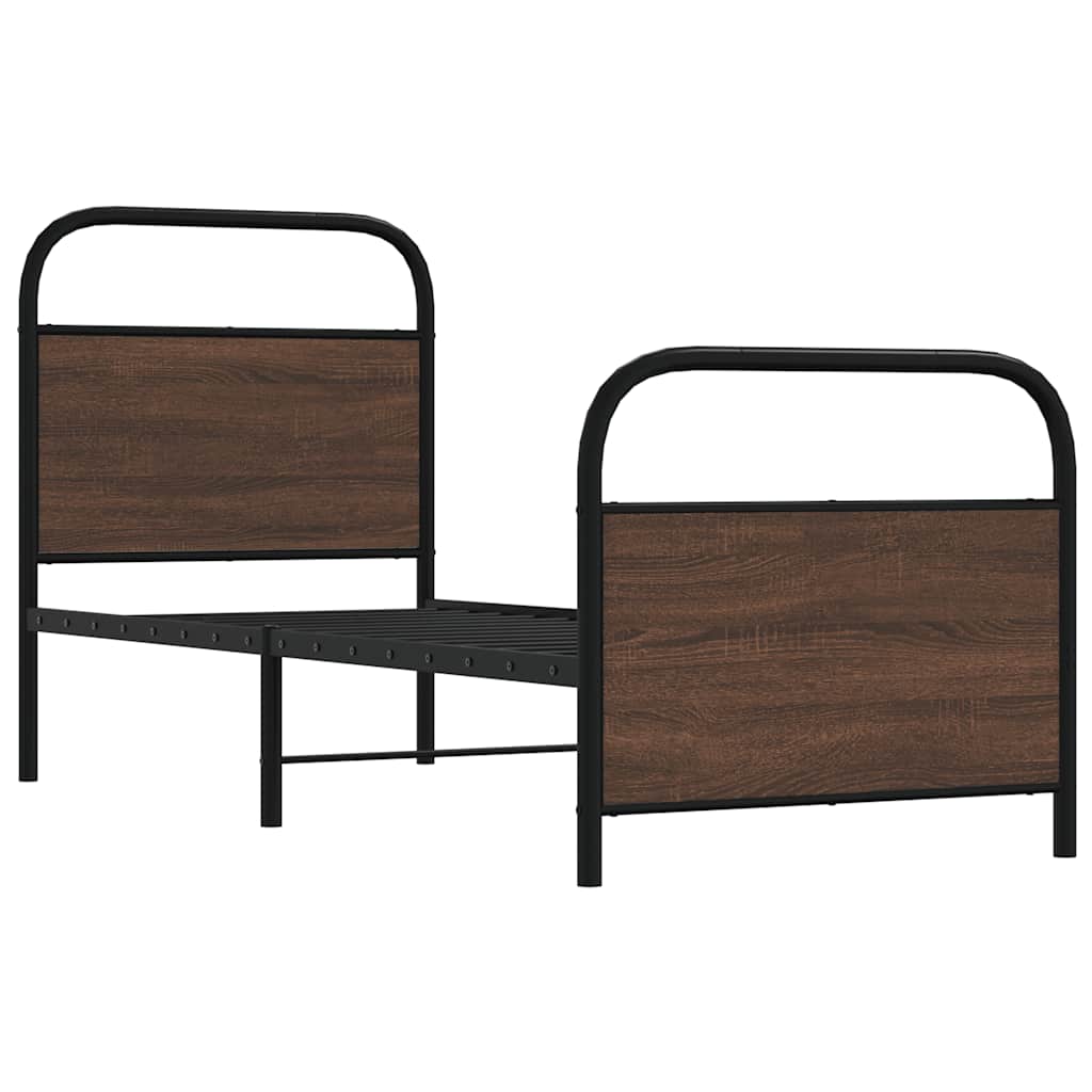 Cadre de lit sans matelas 80x200cm chêne marron bois ingénierie - XIOS