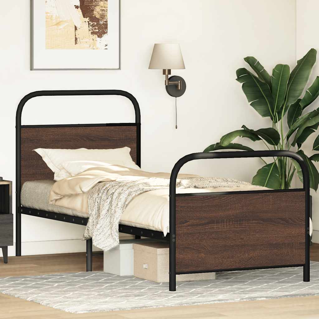 Cadre de lit sans matelas 80x200cm chêne marron bois ingénierie - XIOS