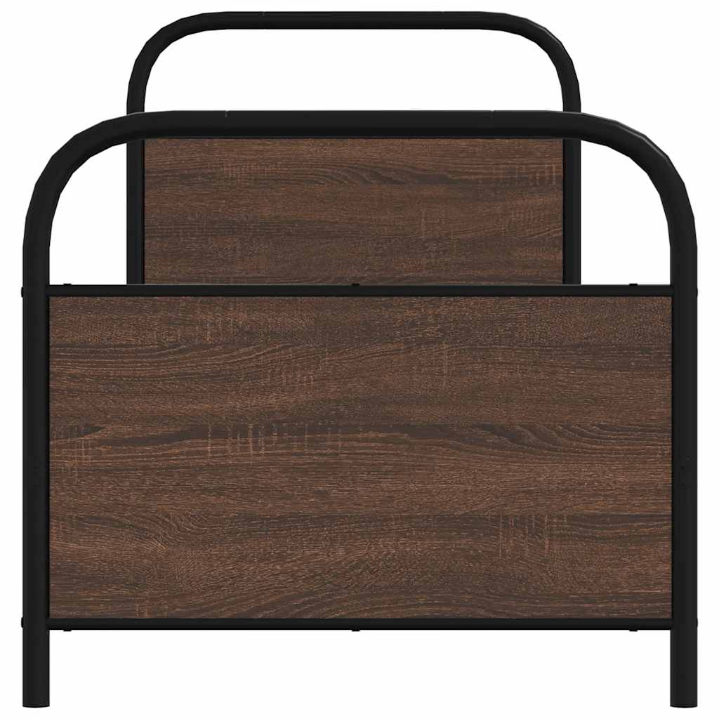 Cadre de lit sans matelas 80x200cm chêne marron bois ingénierie - XIOS