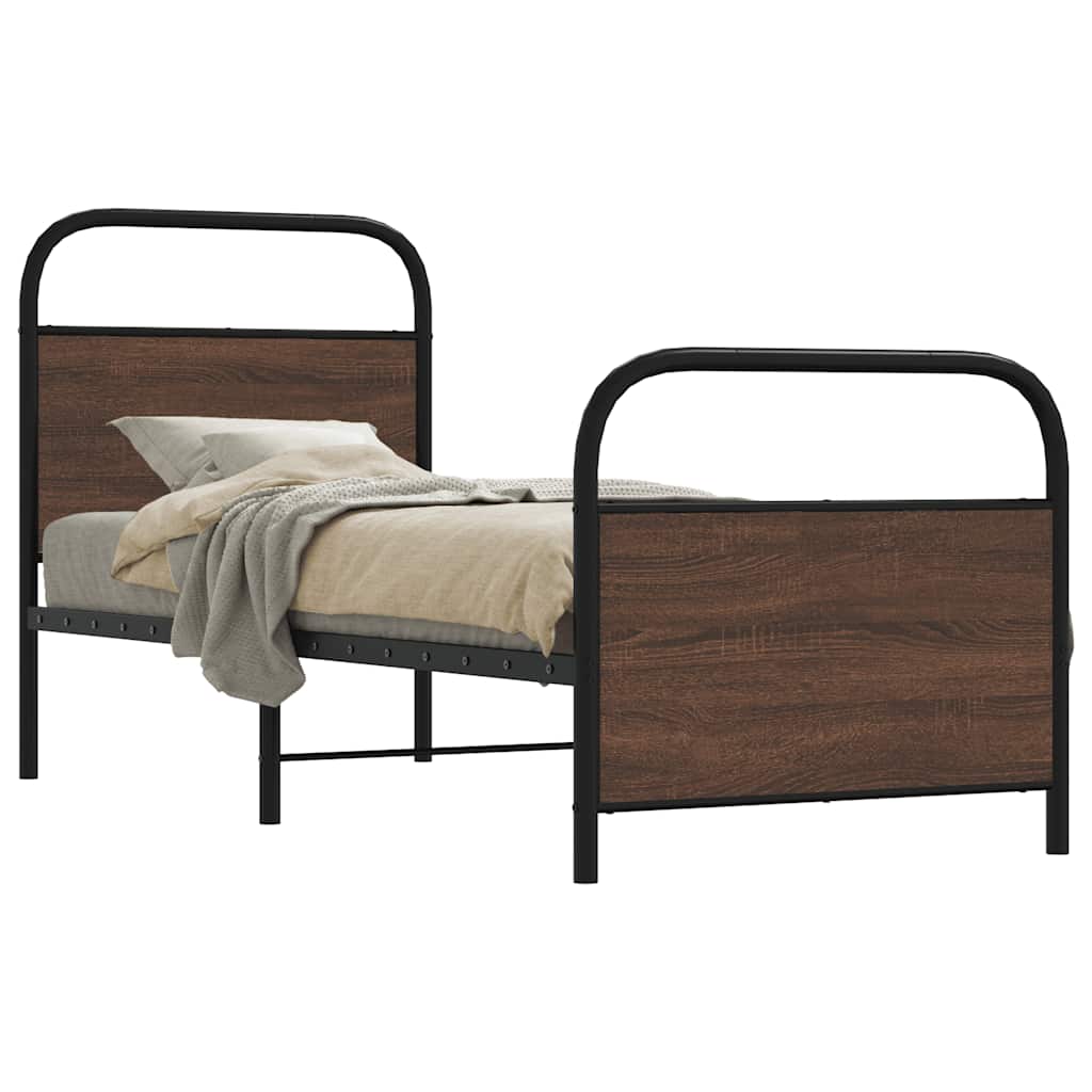 Cadre de lit sans matelas 80x200cm chêne marron bois ingénierie - XIOS