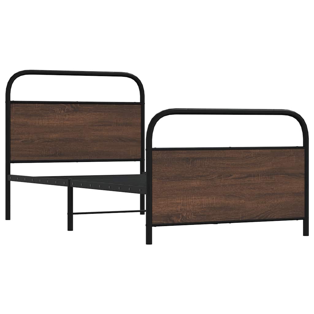 Cadre de lit sans matelas 90x190cm chêne marron bois ingénierie - XIOS