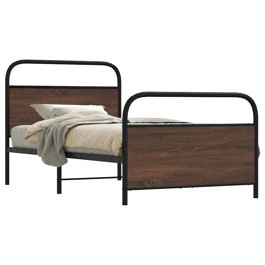 Cadre de lit sans matelas 90x190cm chêne marron bois ingénierie - XIOS